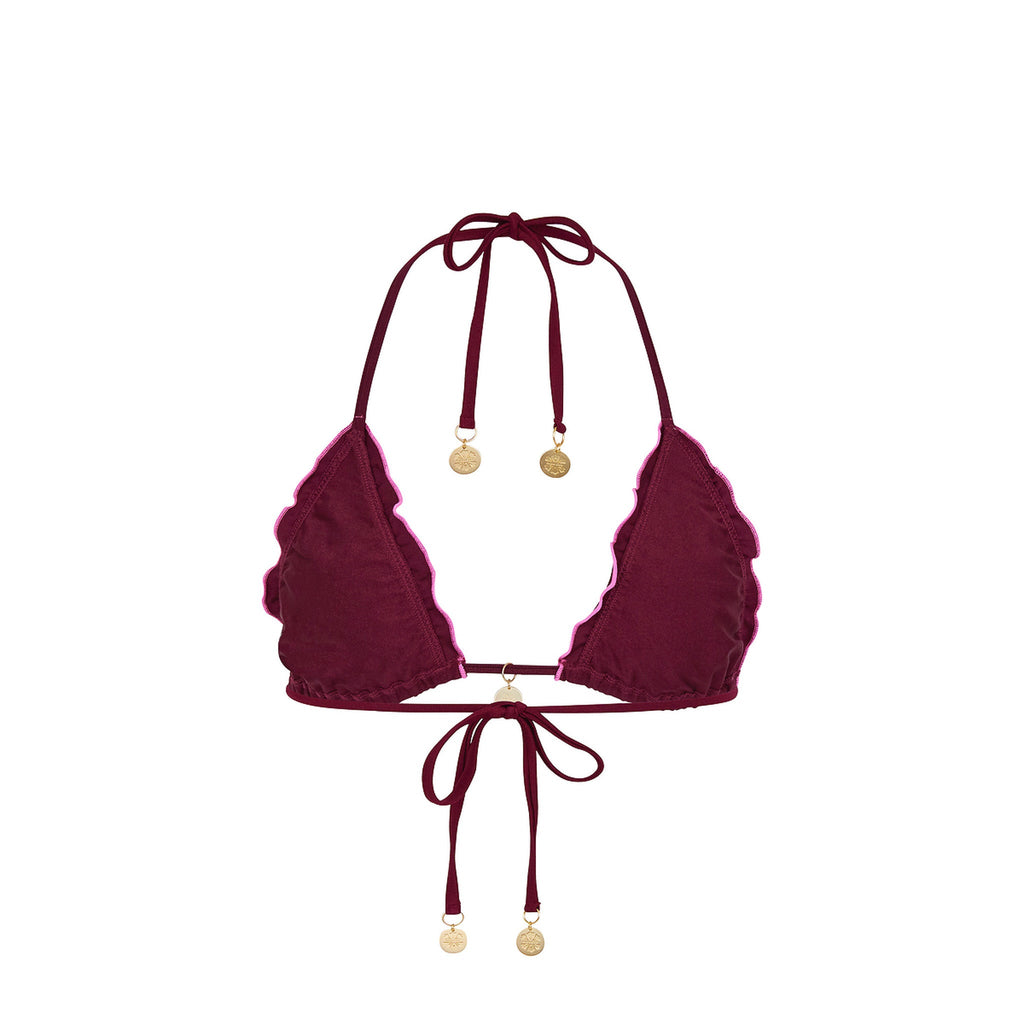 Lettuce Edge Bralette Bikini Top - Sangria Spritz