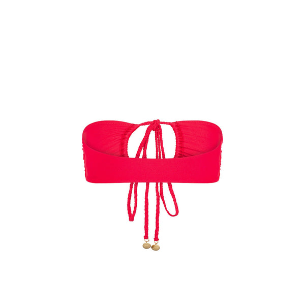 Braided Tie Bandeau Bikini Top - Cherry Crush