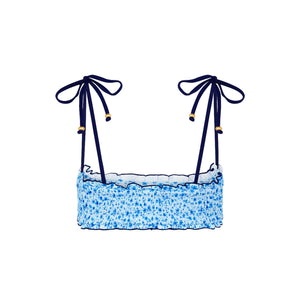 Shirred Crop Tie Bikini Top - Dream Flower