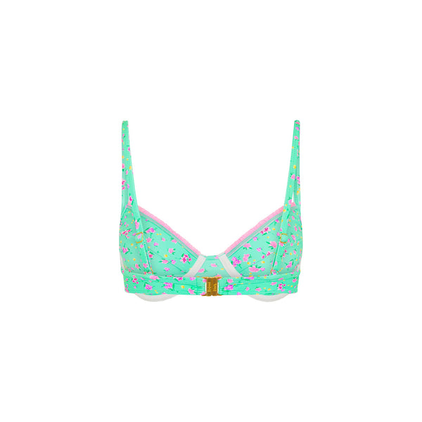 Decorative Ditzy Underwire Bikini Top - Mint Macaron