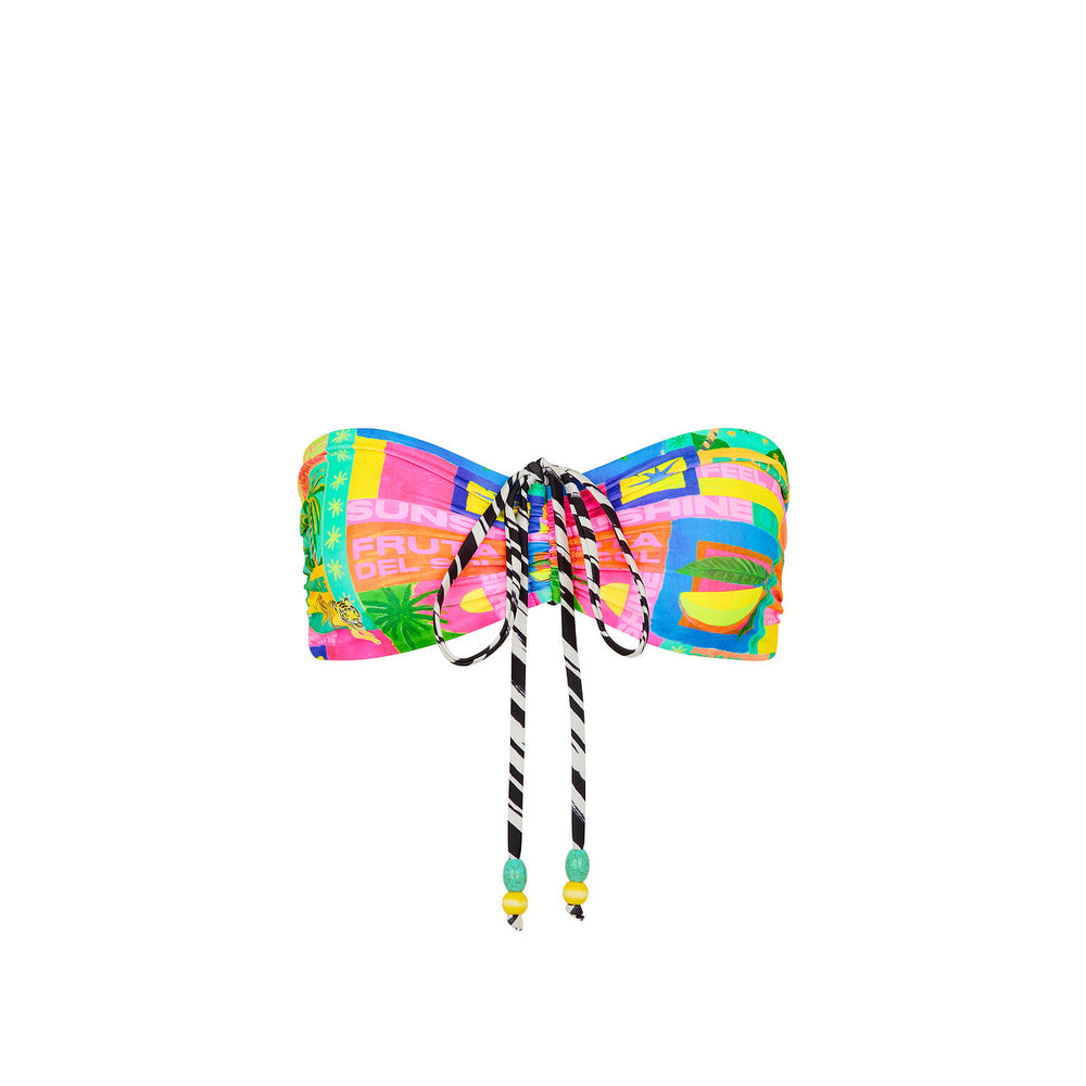 Ruched Tie Bandeau Bikini Top - Sun Honey