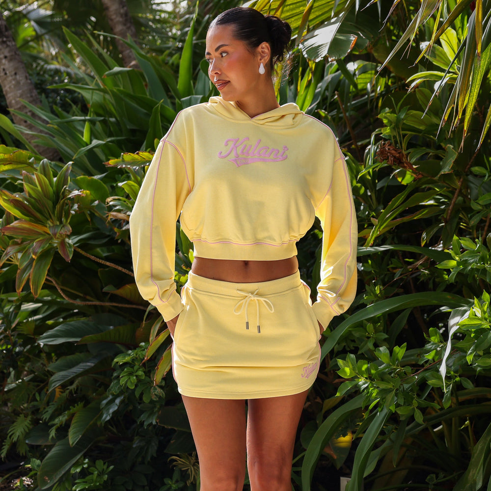 Terry Track Mini Skirt - Custard Cloud