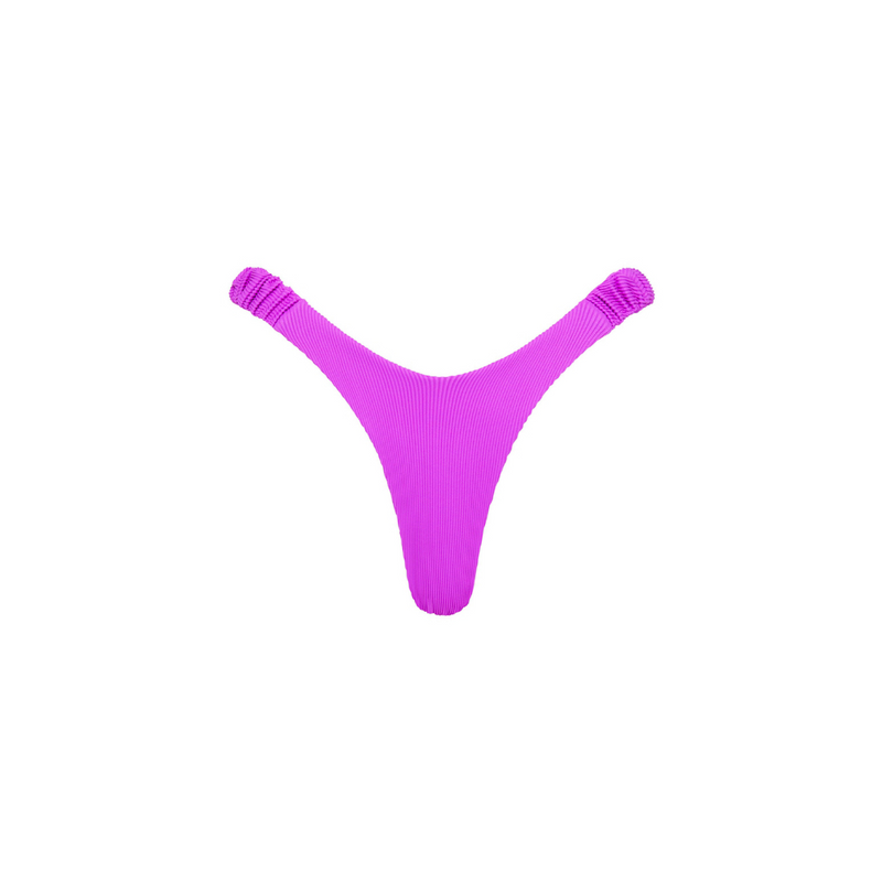 Retro Y Thong Bikini Bottom - Electric Violet Ribbed