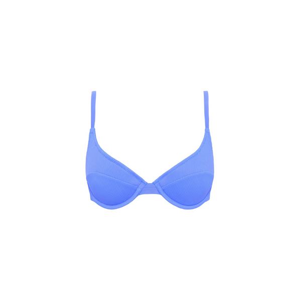 Padded Underwire Bra Bikini Top - Breezy Blue Ribbed
