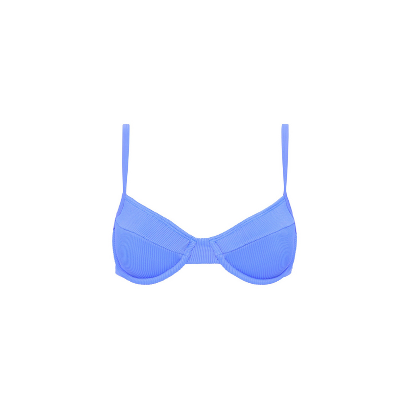 Ditzy Underwire Bra Bikini Top - Breezy Blue Ribbed