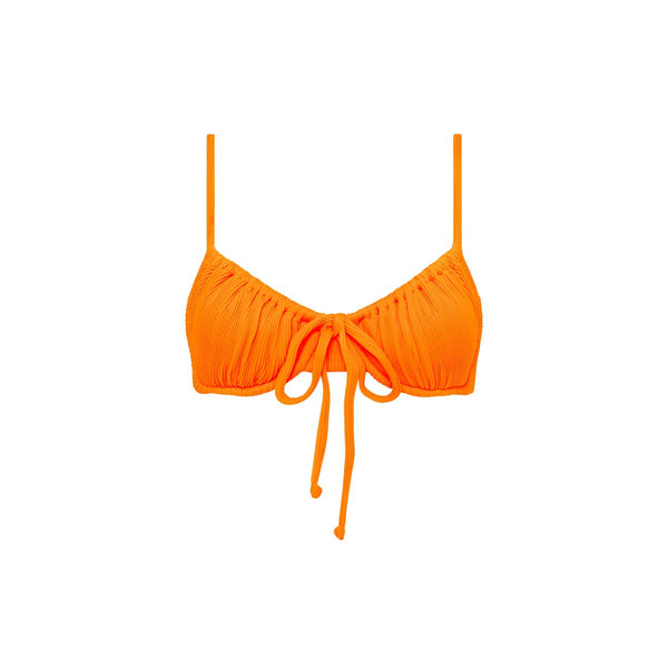Ruched Underwire Bra Bikini Top - Papaya Ribbed